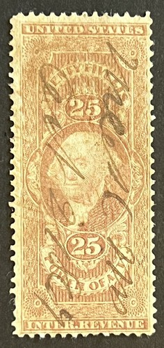 Travelstamps: 1862-1871 US Stamps Scott #R48c, 25 Cents, Power Of Atty, Used NG - Picture 2 of 5