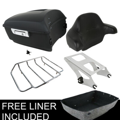 Matte Black King Trunk Pad Two Up Mount Rack Fit For Harley Touring 2014-2026