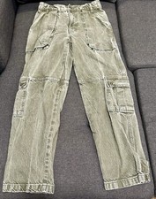 Free People We the Free Marx Cargo Slouchy Jean Khaki Green Size 24
