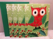 RSVP CHRISTMAS GREETING CARD New w/Envelopes LOT OF 4 "Holidays a HOOT!"