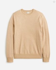 New J Crew Men Cotton Pique Beige Stitch Sweater Crew Neck Long Sleeve Sz L Band