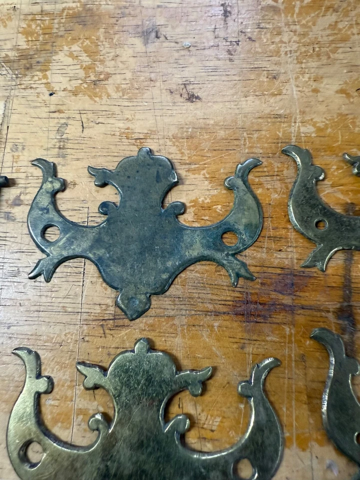 старинный период чиппендейл летучая мышь латуни 18 аппаратные пластины escutcheons залог - Изображение 2 из 4