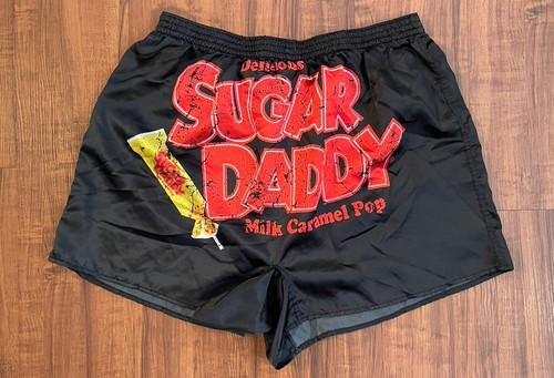 2007 Y2K Sugar Daddy Milk Caramel Pop Novelty Satin Boxer Lounge Shorts Men’s L