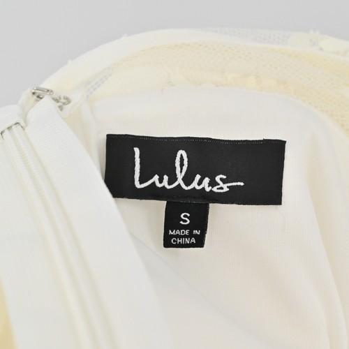 LULUS Dress Womens Size S Ivory Lace Sleeves High Neck Bodycon Bridal Party NEW - Picture 8 of 13