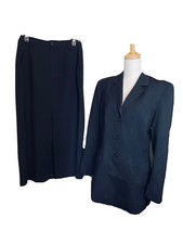 Ann Taylor Suit Skirt 2PC Black Wool Mismatch Skirt SZ 12 Jacket SZ 8 Lined