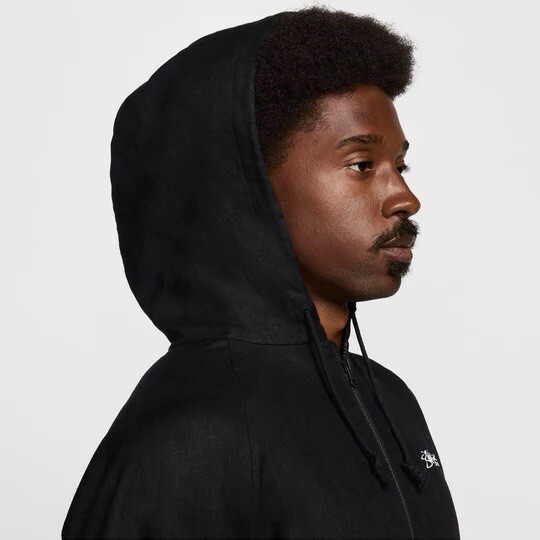 Stussy X Nike NRG Linen Shell Zip Hooded Jacket Coat Black White