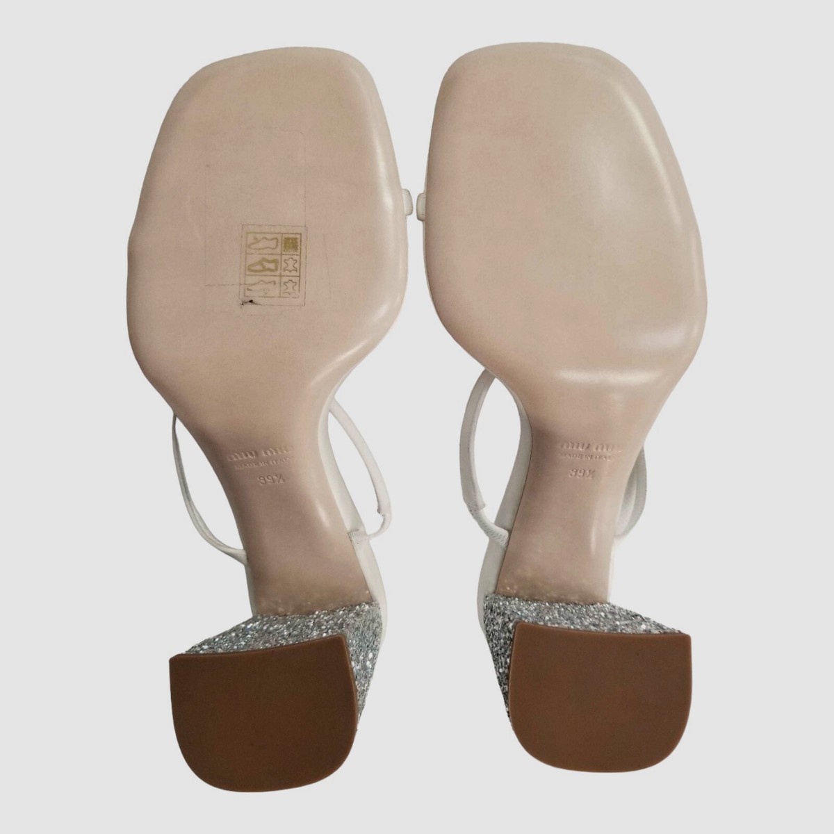 miu miu シルバー オープントゥ　ヒール Miu Miu クリスタルビジュー付オープントゥパンプス ブラック
