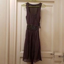 NEW ZARA mink grey evening sequined party cocktail dress