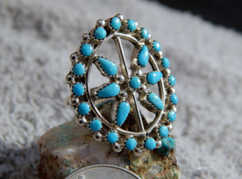 Nuovo anello donna argento sterling turchese dell'artista Zuni Delores Peina misura 7 - Foto 2 di 6