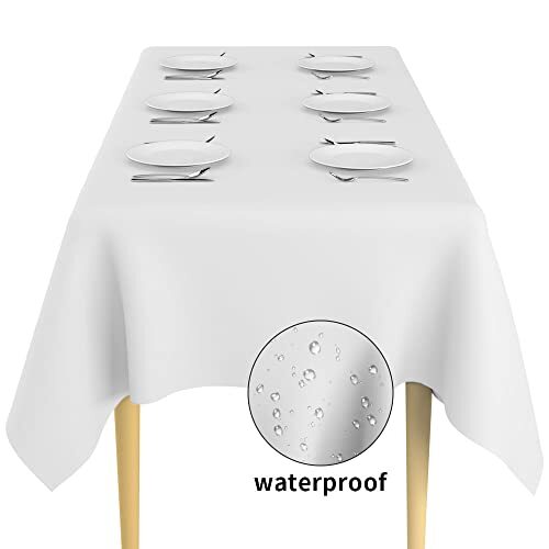 Table Cloth Rectangle Plastic Tablecloth, 2 Pack Disposable 2 PCS White - Bild 3 von 7
