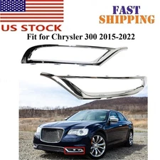 2 Pcs Chrome Front Fog Light Lamp Cover Trim Bezels For Chrysler 300 2015-2022