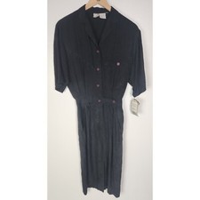 Vtg. Go Silk For L'Zinger Women's Sz. 1 Black 100% Silk Midi Dress NWT