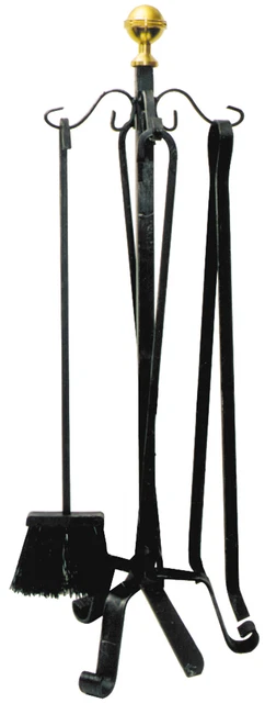 Attizzatoi, attrezzi e set in ferro battuto per caminetti