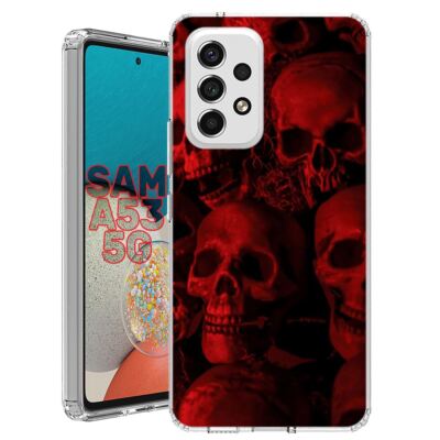 For Samsung Galaxy A23 5g A52 A53 TPU Case Cover+Glass(Red Skull Stack)