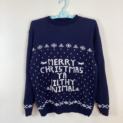 Boohoo Man Sweater Shirt Sz XXL Long Sleeve Merry Christmas Ya Filthy  Animal