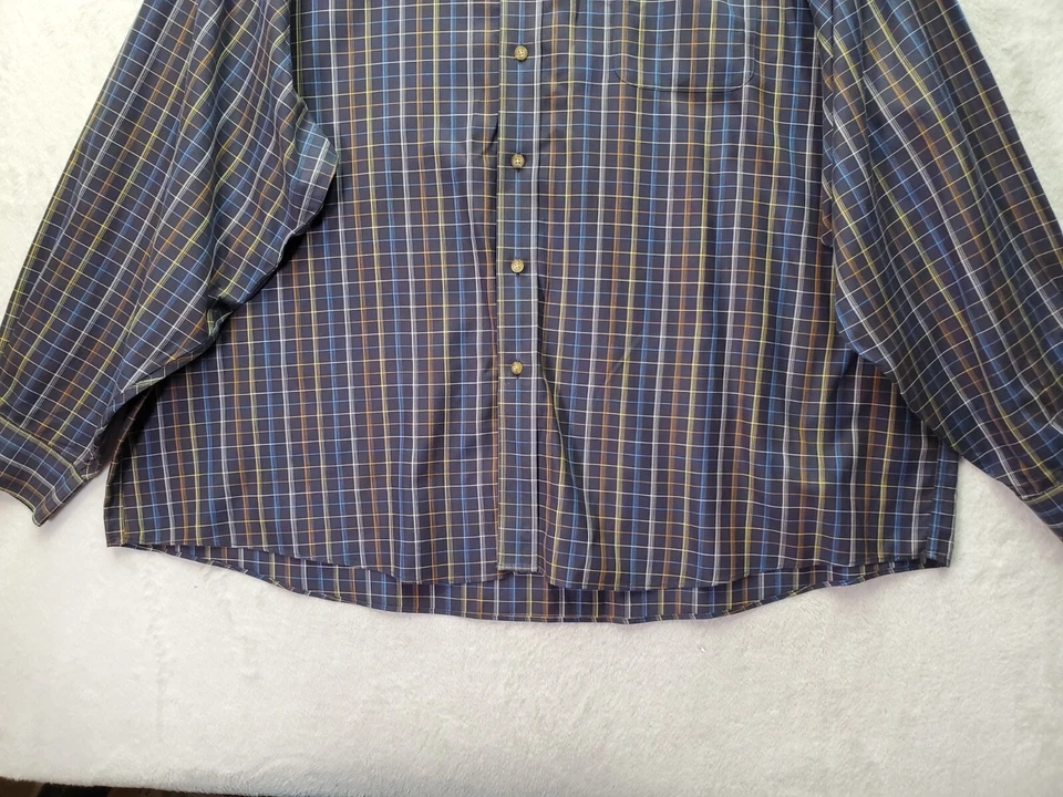 Camisa de Vestir ENRO Para Hombres Talla 4X Azul Multi Cuadros Sin Hierro Sarga Cuello Abotonado Foto 3 de 4