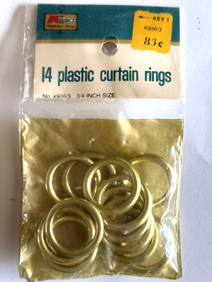 Vintage Kmart Gold Tone Plastic Curtain Rings For 3/4 Rod Cafe Sash