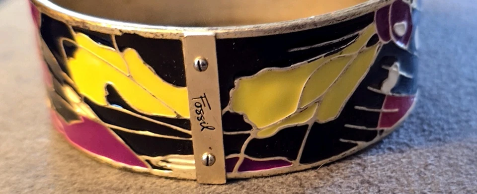 Brazalete Brazalete Marca Fossil Esmalte Floral Púrpura, Amarillo, Rojo Foto 3 de 4