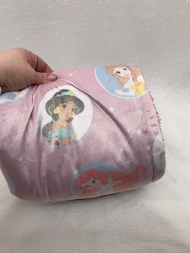 Princess Disney Baby Blanket Pink Sherpa Cinderella Ariel Belle Girls Lovey NEW - Picture 9 of 9