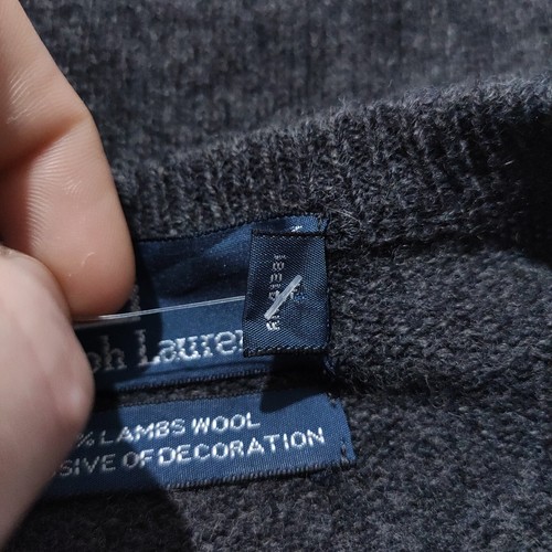 Vintage Polo Ralph Lauren Lambswool Pullover Grau V-Ausschnitt Medium Herrenpullover - Bild 10 von 12