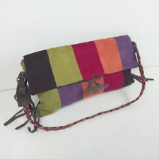 Frangi Suede Handbag  Plaid Handle  Tassles  Muti-colour Cute