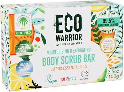 LITTLE SOAP COMPANY Eco Warrior Body Scrub Soap Bar - Vegan, Cruelty Free, No 100 g (Pack of 1)