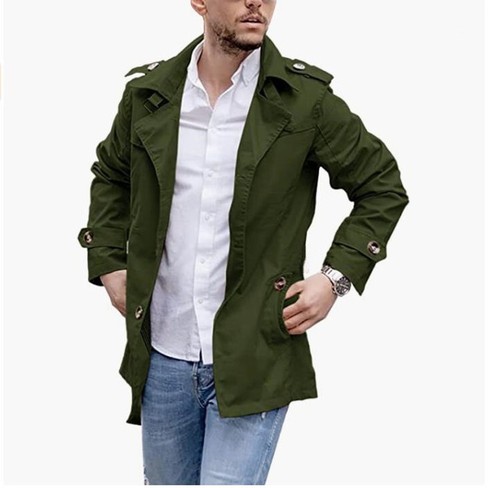 Autumn Men's Coat Single Breasted Short Jacket Causal Trench Coat Windbreaker - Picture 8 of 18