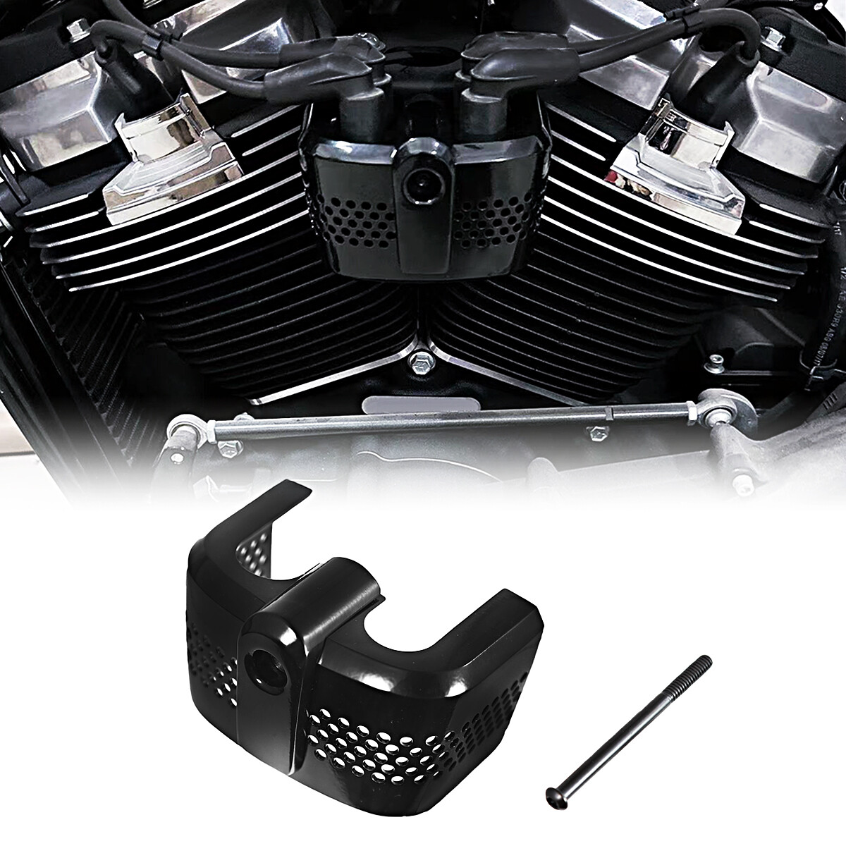 Black Metal Ignition Coil Cover For Harley Softail Street