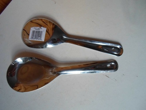 Pairs of Stainless Steel Rice Servers Choice of Style Hand or Spoon Design - Picture 3 of 19