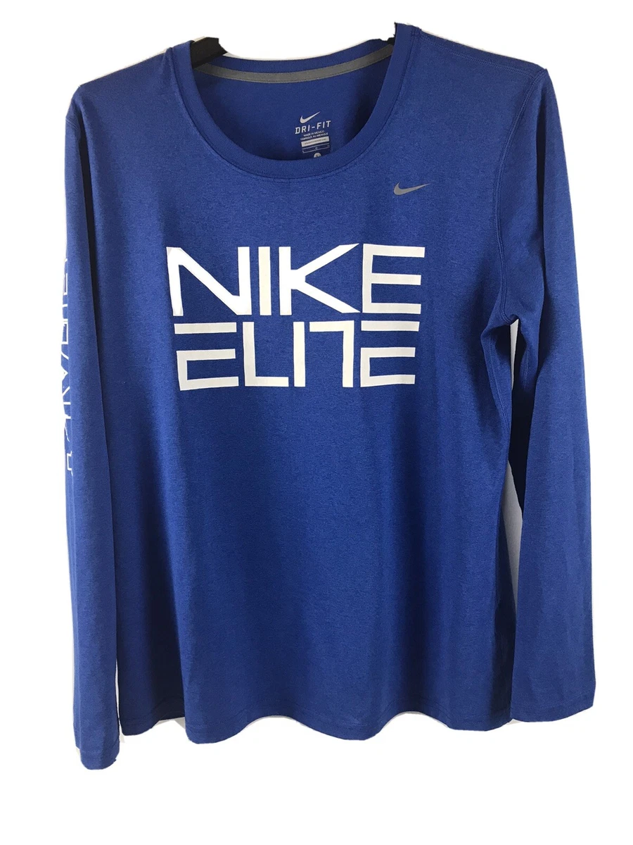 Nike Elite Shirt Women Size Large Long Sleeve Dri-fit Blue Legacy on Sleeve