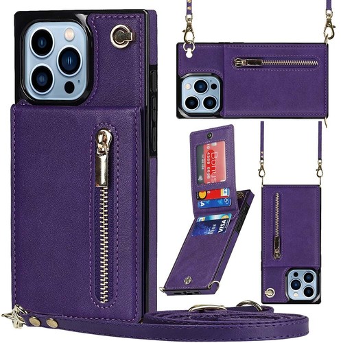 Card Wallet Crossbody Strap Stand Case For iPhone 15 14 13 12 11 Pro Max - Picture 24 of 26