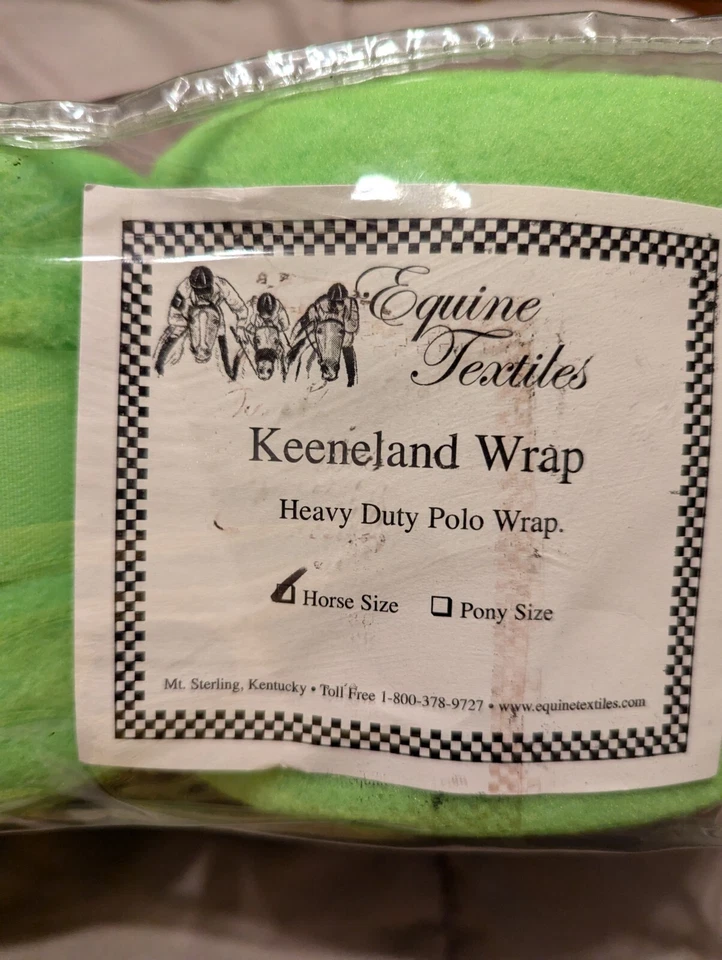 Vendajes/envolturas para caballos Keeneland tamaño caballo verde neón nuevo en paquete (rc1) Foto 2 de 2