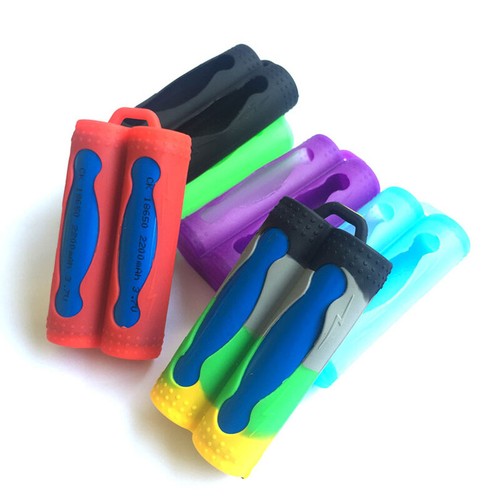 Double Battery Silicone Sleeve Cover Case For 18650 Battery Protective Bag Pouch - Zdjęcie 6 z 19