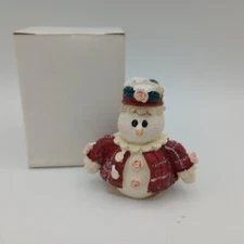  Encore Group Snowman Red Coat Rose  2001 Christmas Figurine #110002 Boxed