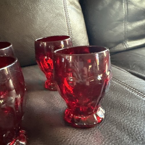 Vintage Ruby Red Georgian 4” Drinking Glasses Set of 4 - Beautiful!! - Picture 4 of 13