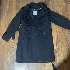 Black London Fog Trench Coat Size Medium   
