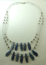 Statement  Kyanite & Crystal Necklace Sterling Silver Handcrafted Wedding