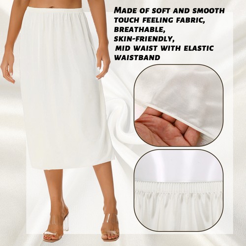 DE Damen Unterrock Kurz/Lang Halbrock Spitze Petticoat Ivory Schwarz Hautfarbe - Bild 56 von 221