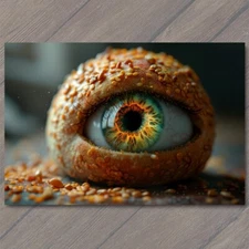 Art Print Eye Roll Pun Eye in a Baked Roll Surreal Weird Unusual Strange Crazy