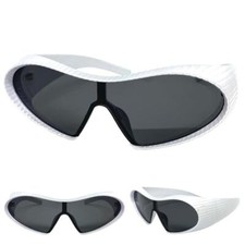 Futuristic Space Robot Modern Shield Party Raver SUN GLASSES Large Silver Frame