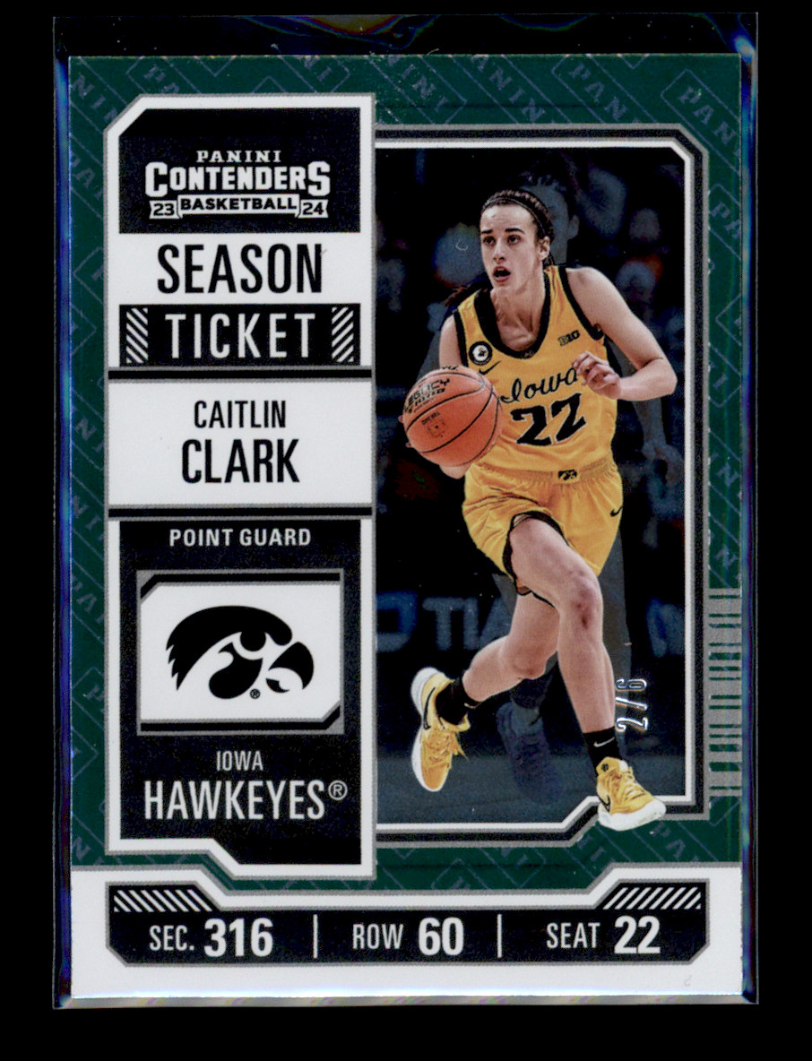 2024 Panini Caitlin Clark Collection College Contenders Green 2/6 RC Rookie