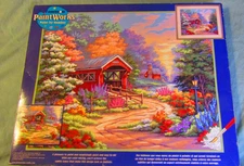 Dimensions Paintworks Paint By Numbers Kit SCENIC BRIDGE Vtg 2002 16 X 20" USA
