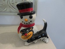 *STUNNING* LORNA BAILEY SNOWMAN WITH CAT FIGURE 5.25 INCHES TALL *EXCELLENT*
