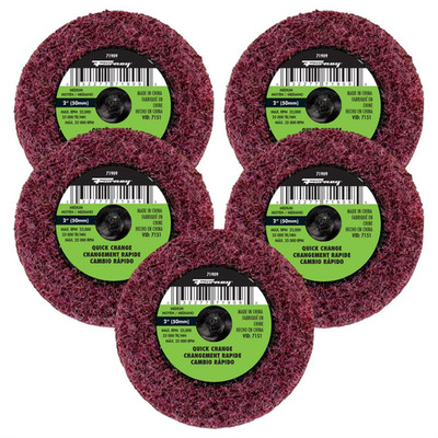  Forney Industries Quick Change Surface Prep Pad, Medium Grit, 2 in (5-Pack of F