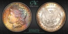 CACG MS-62 1885-P Morgan Silver Dollar, Stunning, Vibrant Rainbow-Toning!
