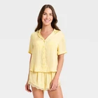 Women's Luxury Collection Satin Notch Collar Top and Lace Trim Shorts Pajama