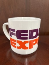 Vintage FedEx Federal Express Coffee Mug Cup 1980s Name And Purple /Orange Logo