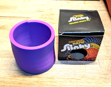 Vintage 1980s 'Original Slinky Brand' Plastic Slinky - Purple/Blue with Box Mint
