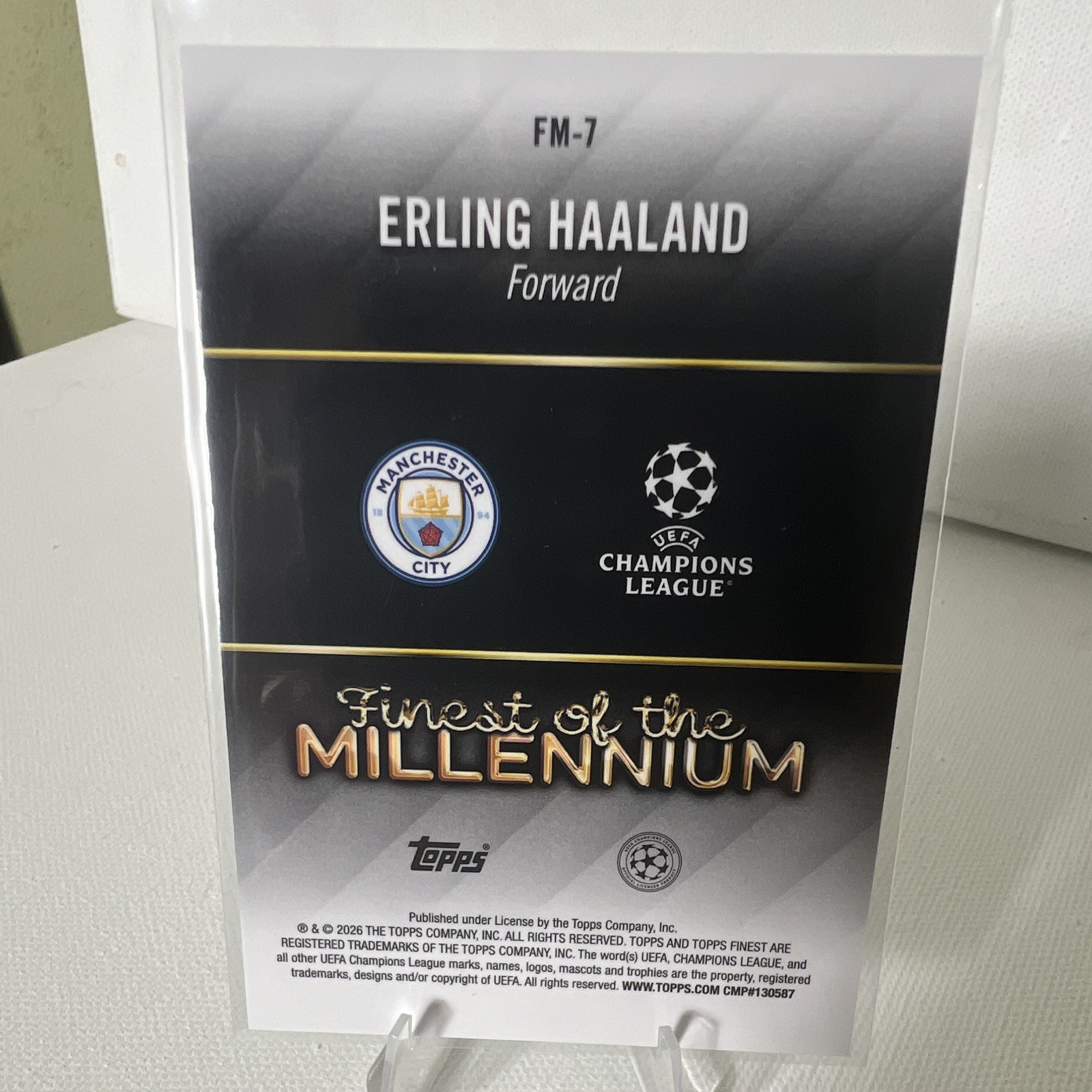 Topps Finest 2026 Erling Haaland Finest of the Millennium Insert #FM-7 Man City view 2