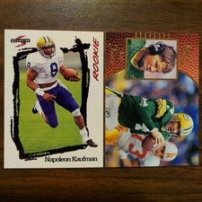 Brett Favre PACKERS 1996 Select 19 & Napoleon Kaufman RAIDERS NFL Rookie RC Card. rookie card picture